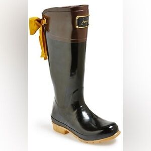 Joules Women's Black and Brown Rain Boots 7